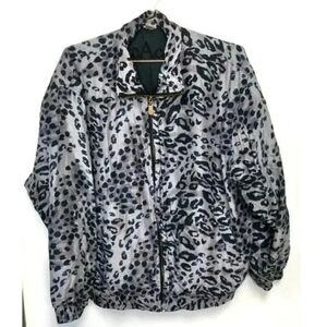 coAco Silk Chic Leopard Print Bomber Jacket Oversized